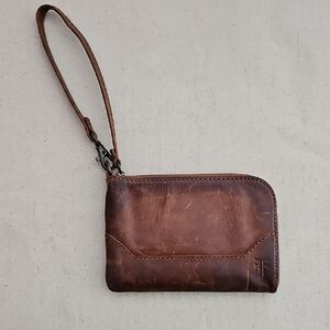 FRYE AND CO. Distressed Brown Leather Wristlet